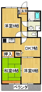 サンビレッジ藤原台A棟【2階】の間取り