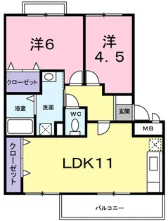 エクセルハイツB【2階】の間取り