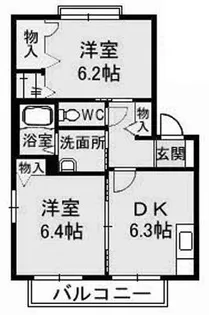 シャーメゾン東垣生 A・B・C棟【2階】の間取り