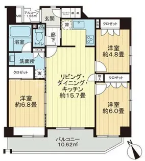 プライマリー本八幡【6階】の間取り