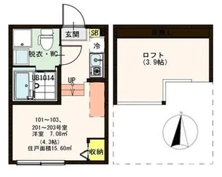 CASA COMODA梅島【2階】の間取り