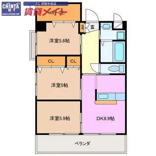 プライムタウン【6階】の間取り