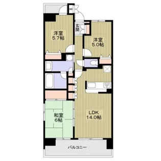 グランダジュール千葉みなと【6階】の間取り