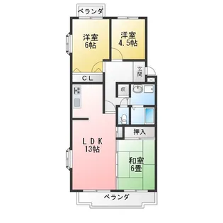 ドルフ花咲【4階】の間取り
