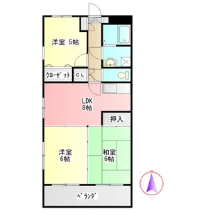 ア・ドリームさぎ山【3階】の間取り