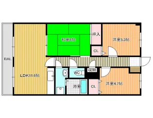 ハイグレード高井田【4階】の間取り