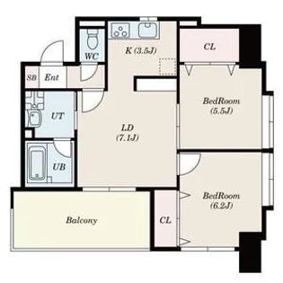 2LDKの間取り画像