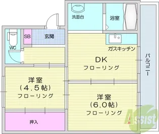 ビレッジハウス仙台鶴ケ谷2丁目17号棟【4階】の間取り