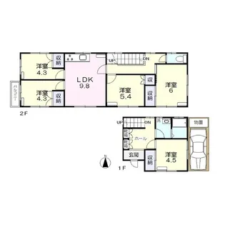 岡山県岡山市北区大元上町【一戸建】の間取り