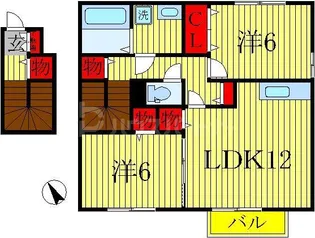 センターフィールド B【2階】の間取り