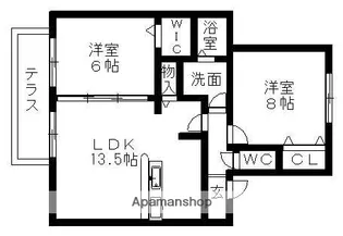 2LDKの間取り画像