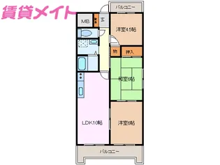ハイツ富田3【3階】の間取り