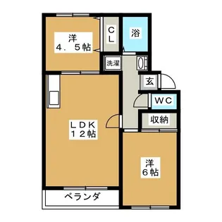 ファミール日之出A棟【1階】の間取り