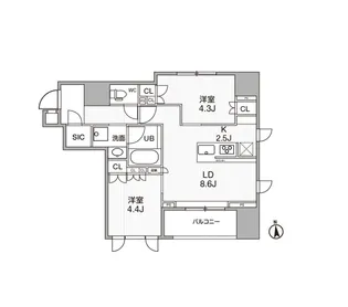 シーズンフラッツ新御徒町【6階】の間取り
