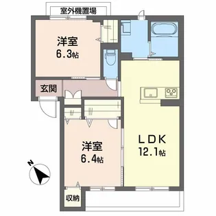 ベレオ西新浜 A棟【1階】の間取り