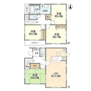 神奈川県横浜市緑区北八朔町【一戸建】の間取り