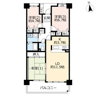 URシティコート下連雀【1階】の間取り
