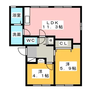 サンハイツ新川 A棟【2階】の間取り