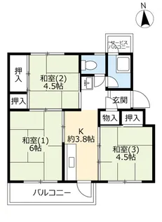UR総持寺【4階】の間取り