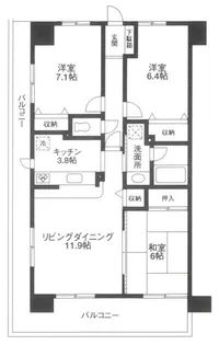 ベルヴィラ牛久【9階】の間取り