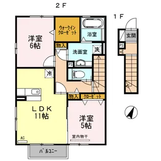 イーストヒルズC【2階】の間取り