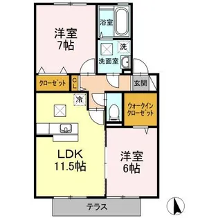 リビングタウン岩国 A棟【1階】の間取り
