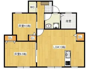 グランフルール庭瀬【1階】の間取り