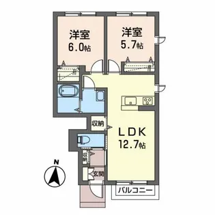 アヴニール愛子 B棟【1階】の間取り