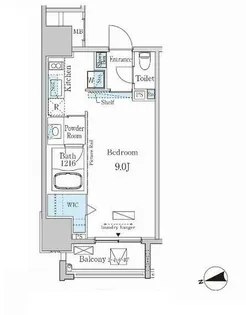 カーサスプレンディッド麻布十番【9階】の間取り