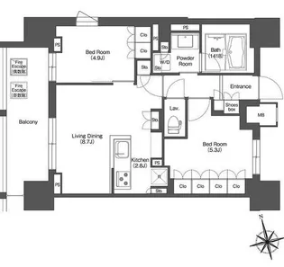 LIBR GRANT 西新宿EAST【14階】の間取り