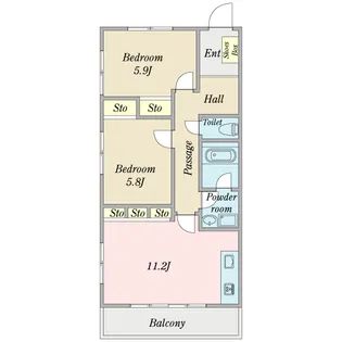 ヴァントレ塩焼【2階】の間取り