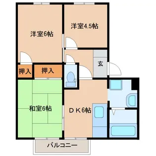 パレス木花台【2階】の間取り