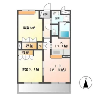 茨城県水戸市白梅3【アパート】の間取り