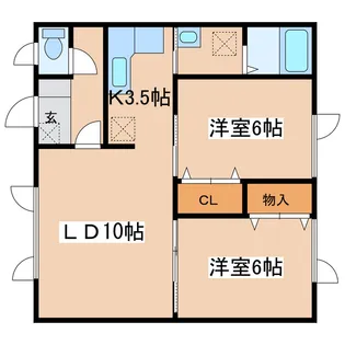 コーポパークサイド【2階】の間取り