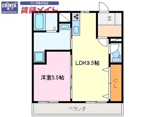 コーポ清水A棟【1階】の間取り