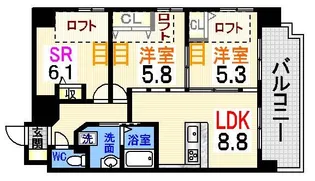 グランドポレストーネ大手町弐番館【8階】の間取り