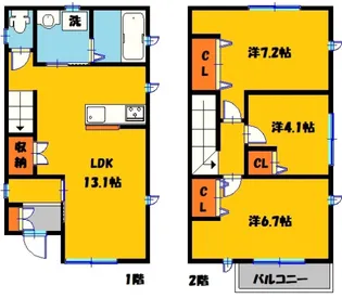 栃木県宇都宮市鶴田町【一戸建】の間取り