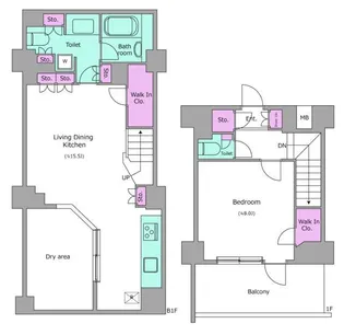 レジディア白金高輪【1階】の間取り