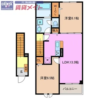 シェルト クレーテ津 B【2階】の間取り