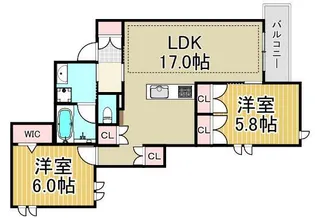グランウェスト【4階】の間取り