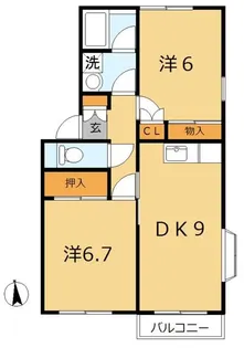 リバーサイド2番館【2階】の間取り