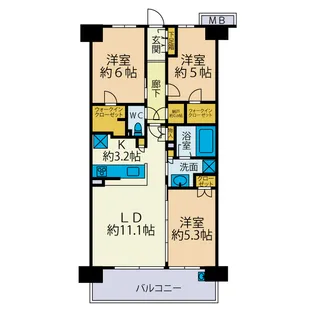 シティテラス大和ブリーズコート【6階】の間取り