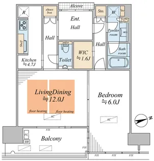 グラングリーン大阪 THE NORTH RESIDENCE【26階】の間取り