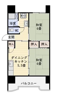 鴨池二丁目団地3号棟【13階】の間取り