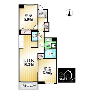 コンフォーティア鮎喰【1階】の間取り