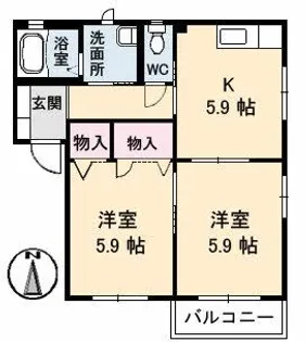 バリュージュ美保 A棟【1階】の間取り