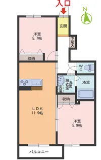 フェアリーゼ北野【1階】の間取り