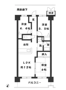 四季彩都くすのき館(分譲貸)【6階】の間取り