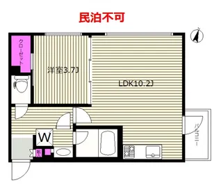 1LDKメゾネット ウェルスクエア初台 M【2階】の間取り