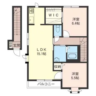 SHM プティ リヴィエールA【2階】の間取り